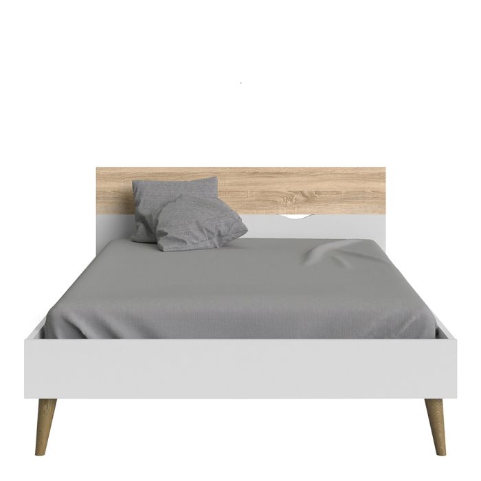 Oslo Double Bed in White and Oak - Pure Luxe Living 