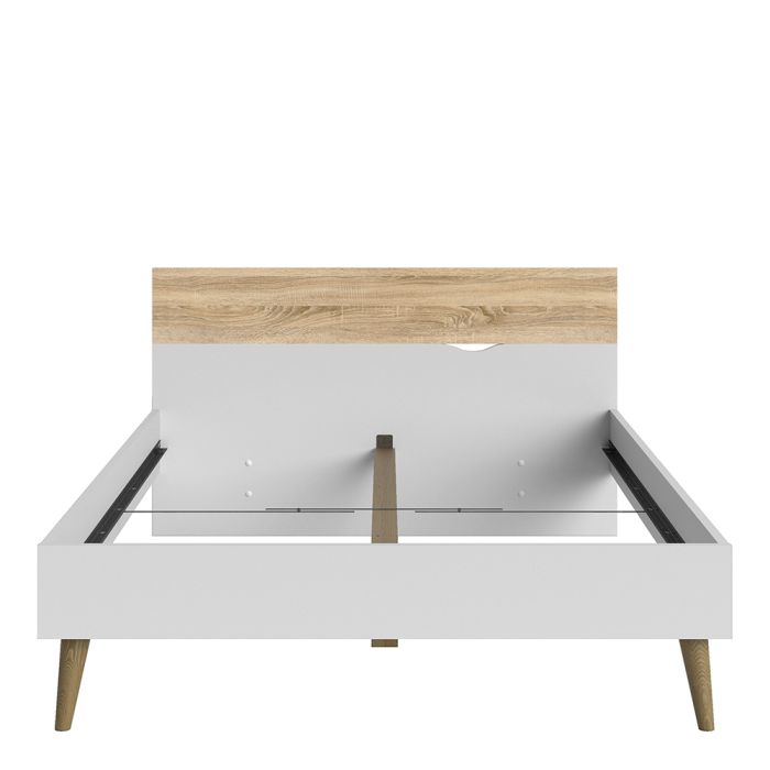 Oslo Double Bed in White and Oak - Pure Luxe Living 