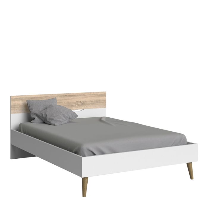 Oslo Double Bed in White and Oak - Pure Luxe Living 