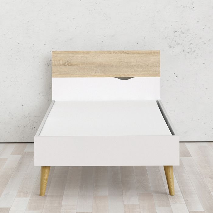 Oslo Euro Single Bed in White and Oak - Pure Luxe Living 