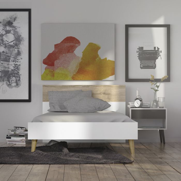 Oslo Euro Single Bed in White and Oak - Pure Luxe Living 