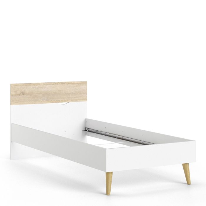 Oslo Euro Single Bed in White and Oak - Pure Luxe Living 