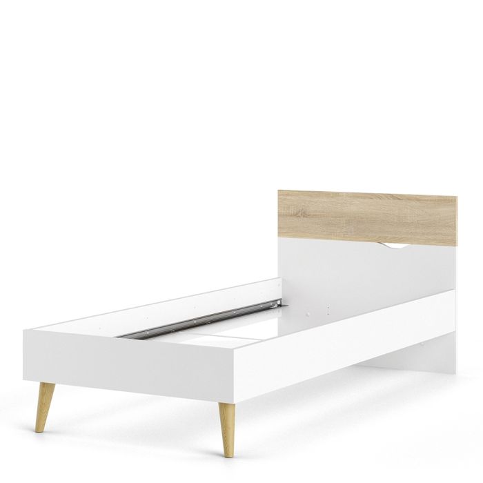 Oslo Euro Single Bed in White and Oak - Pure Luxe Living 