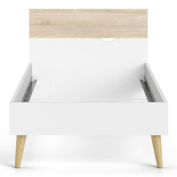 Oslo Euro Single Bed in White and Oak - Pure Luxe Living 