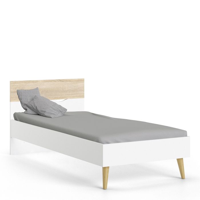 Oslo Euro Single Bed in White and Oak - Pure Luxe Living 