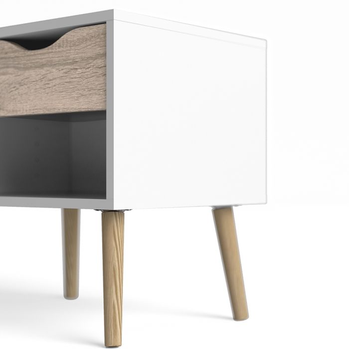 Oslo Bedside Table in White and Oak - Set of 2 - Pure Luxe Living 