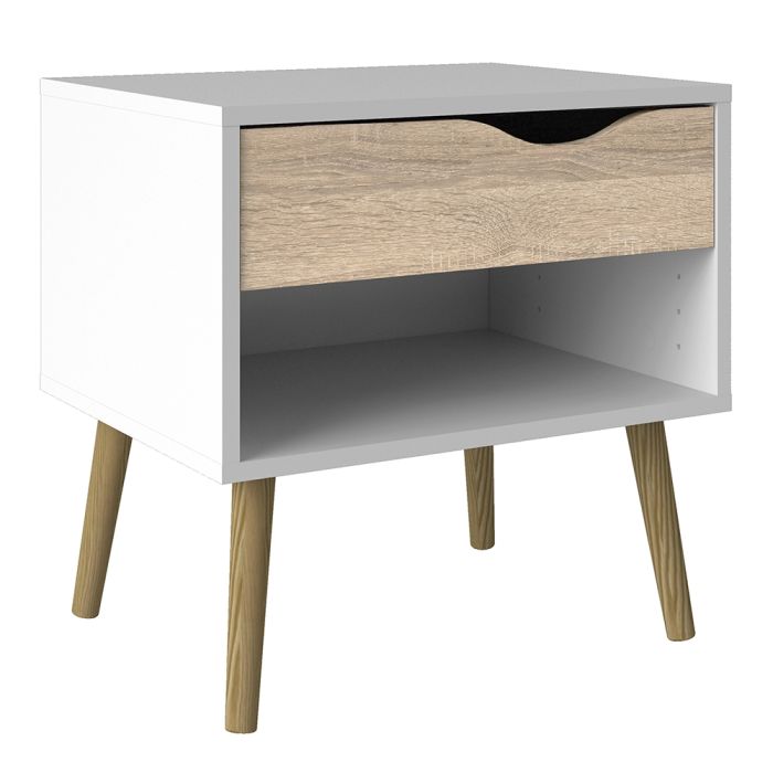 Oslo Bedside Table in White and Oak - Set of 2 - Pure Luxe Living 