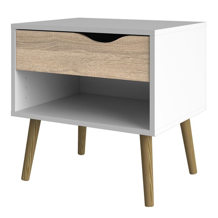 Oslo Bedside Table in White and Oak - Set of 2 - Pure Luxe Living 