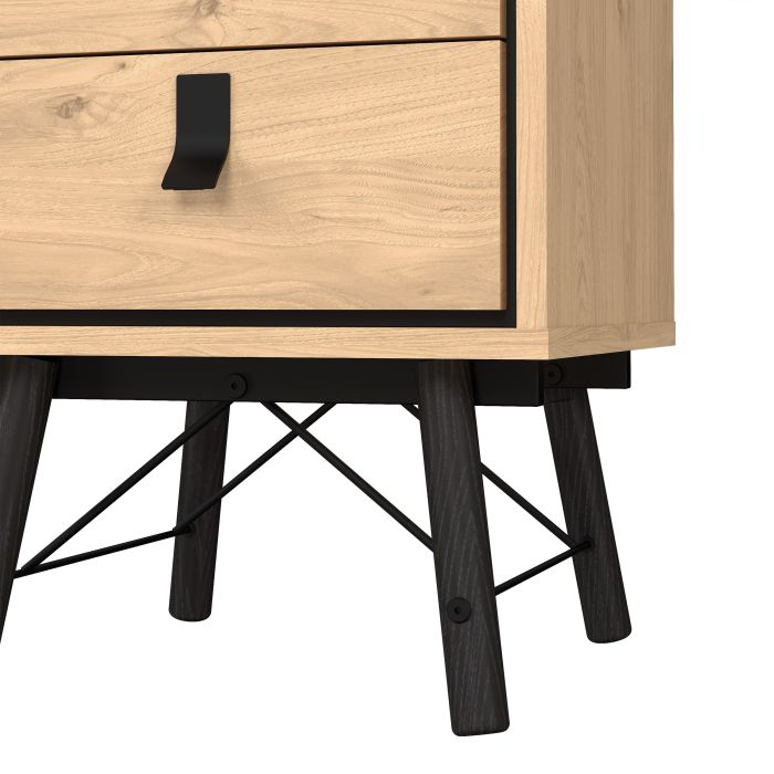 Ry Bedside Cabinet 2 Drawer in Jackson Hickory Oak - Pure Luxe Living 