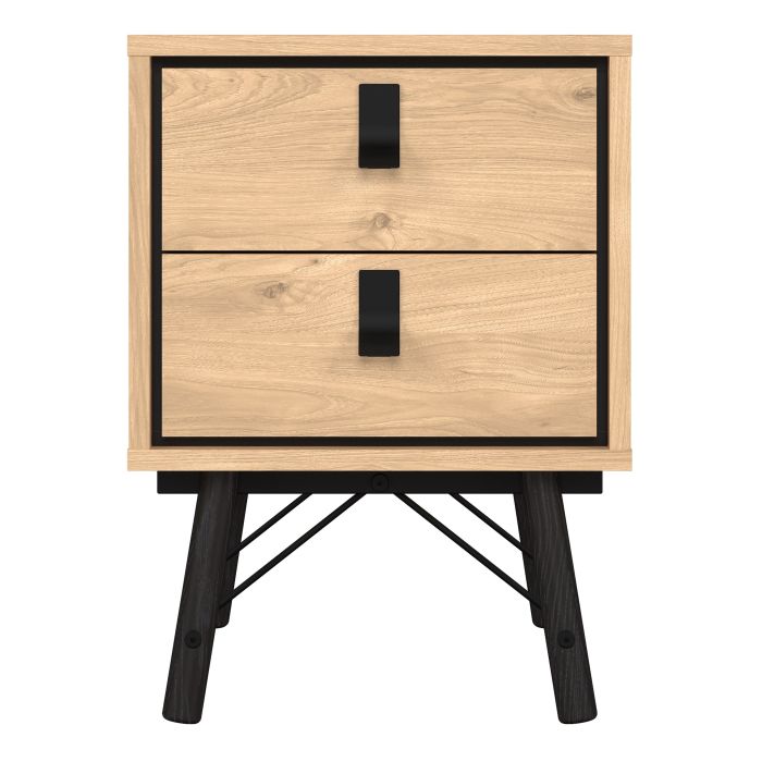 Ry Bedside Cabinet 2 Drawer in Jackson Hickory Oak - Pure Luxe Living 