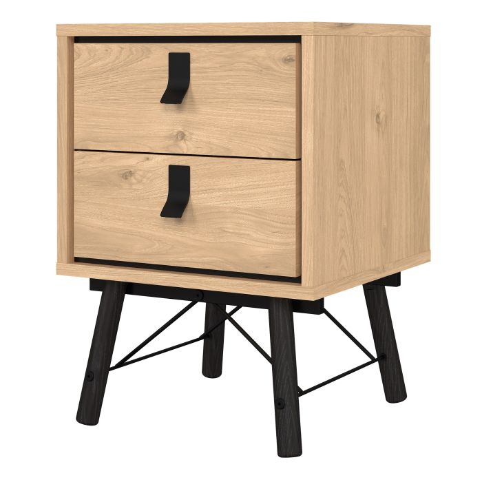 Ry Bedside Cabinet 2 Drawer in Jackson Hickory Oak - Pure Luxe Living 