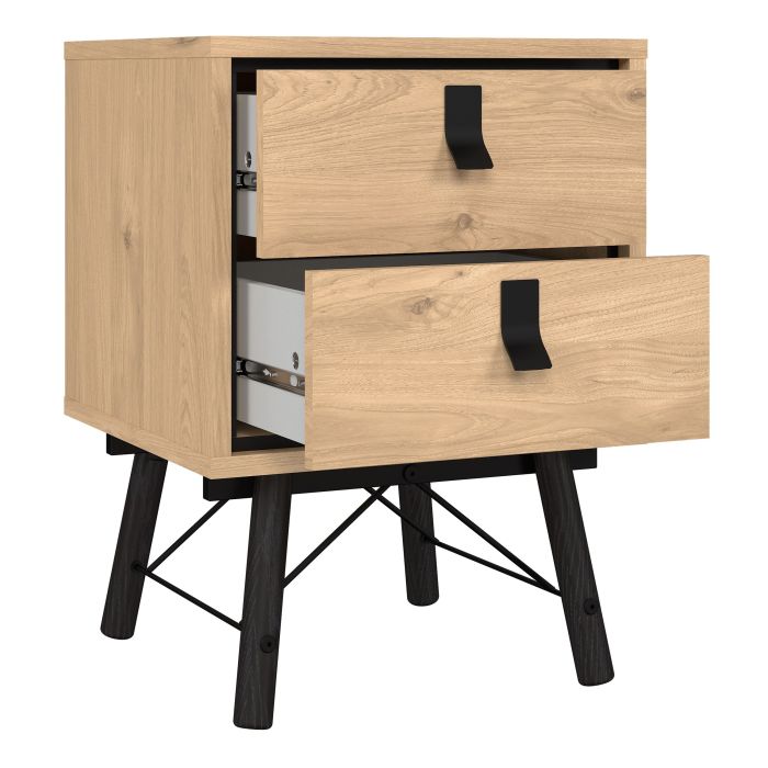 Ry Bedside Cabinet 2 Drawer in Jackson Hickory Oak - Pure Luxe Living 