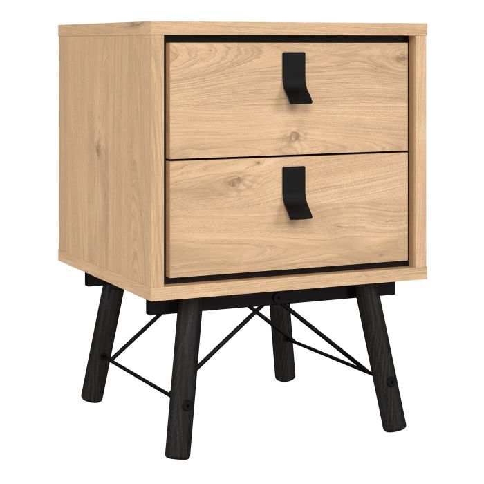 Ry Bedside Cabinet 2 Drawer in Jackson Hickory Oak - Pure Luxe Living 