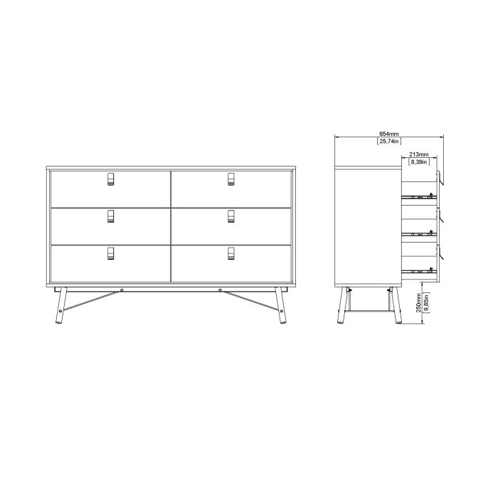 Ry Wide Double Chest of Drawers in Hickory Oak - Pure Luxe Living 