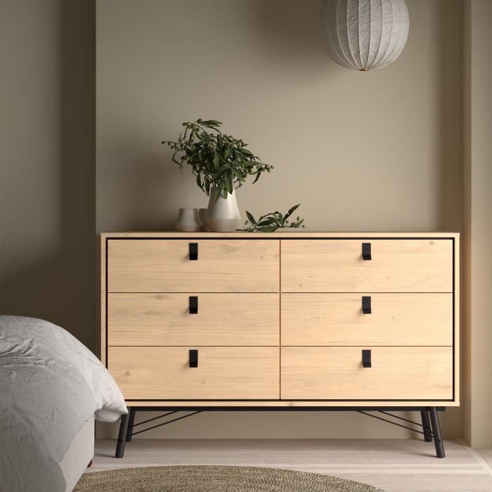 Ry Wide Double Chest of Drawers in Hickory Oak - Pure Luxe Living 