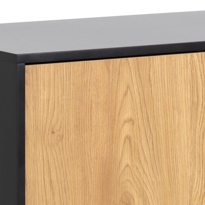 Seaford 3 Drawer Sideboard, Oak & Black - Pure Luxe Living 