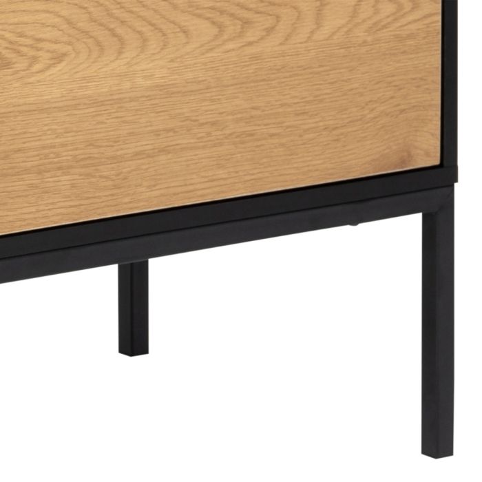 Seaford 3 Drawer Sideboard, Oak & Black - Pure Luxe Living 