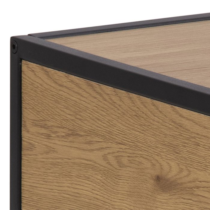 Seaford Bedside Table with One Drawer in Black & Oak - Pure Luxe Living 