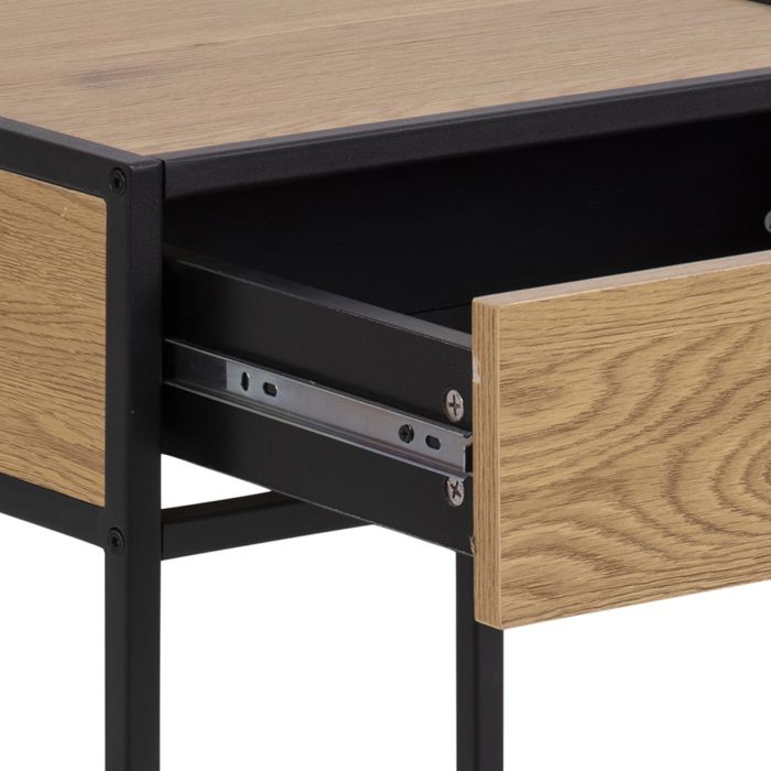 Seaford Bedside Table with One Drawer in Black & Oak - Pure Luxe Living 