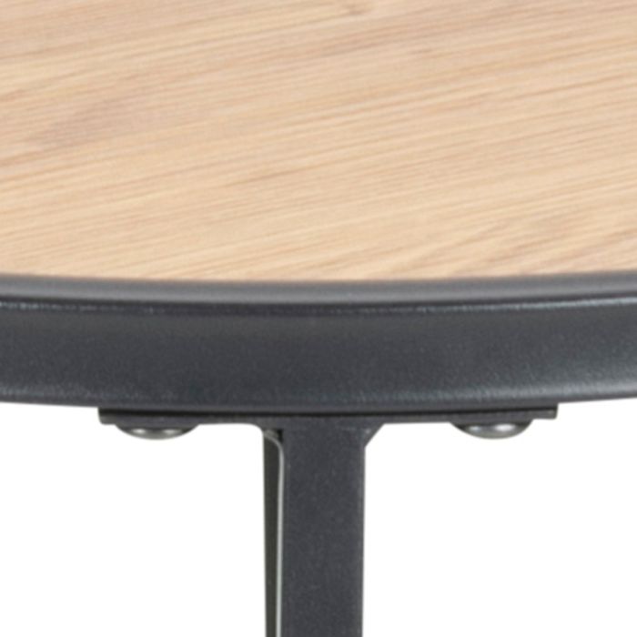 Seaford Round Side Table with Black Steel Base and Oak Top - Pure Luxe Living 