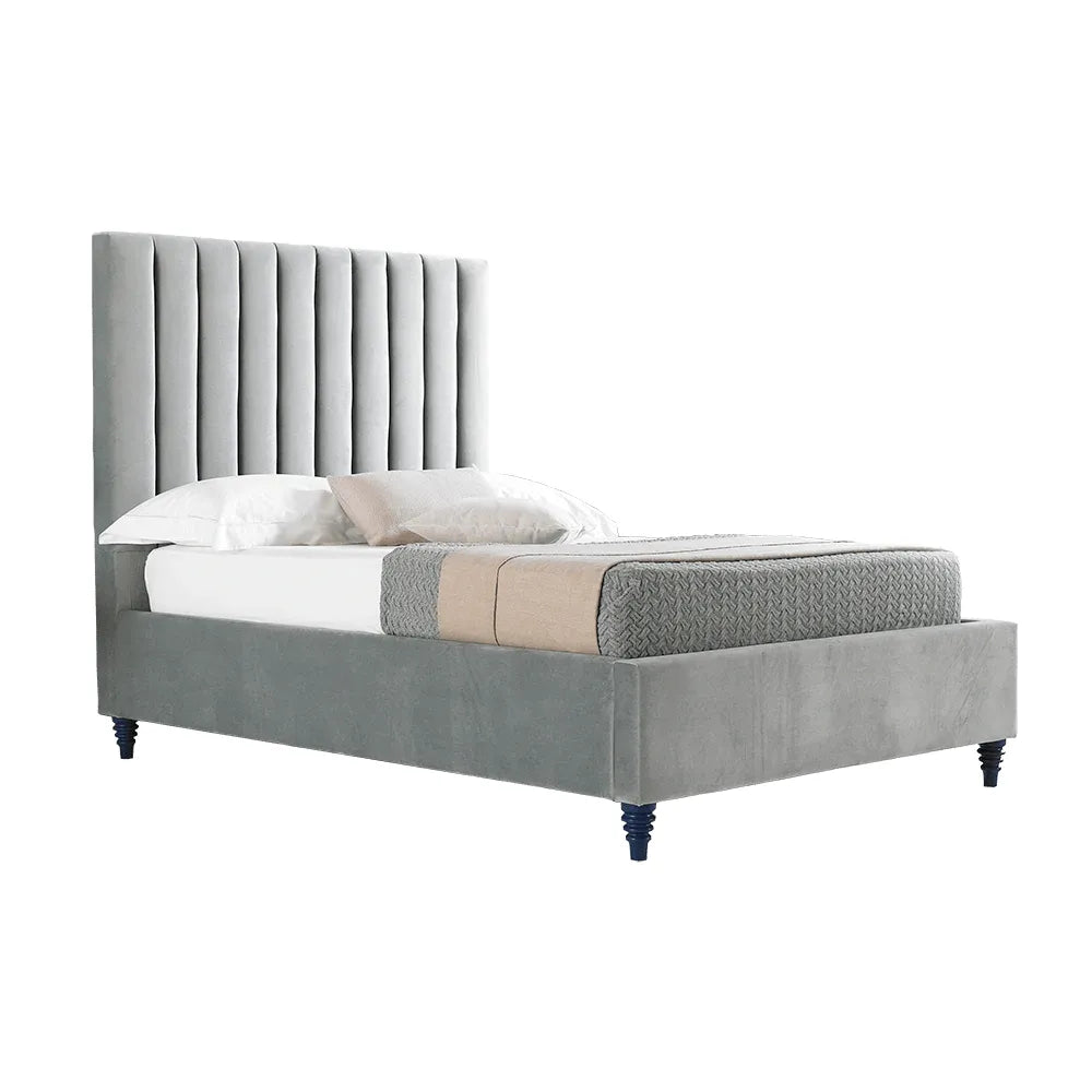 Shoreditch Bed - Grey Velvet - Pure Luxe Living 