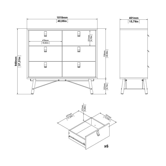 Ry Double Chest of Drawers in Jackson Hickory Oak - Pure Luxe Living 