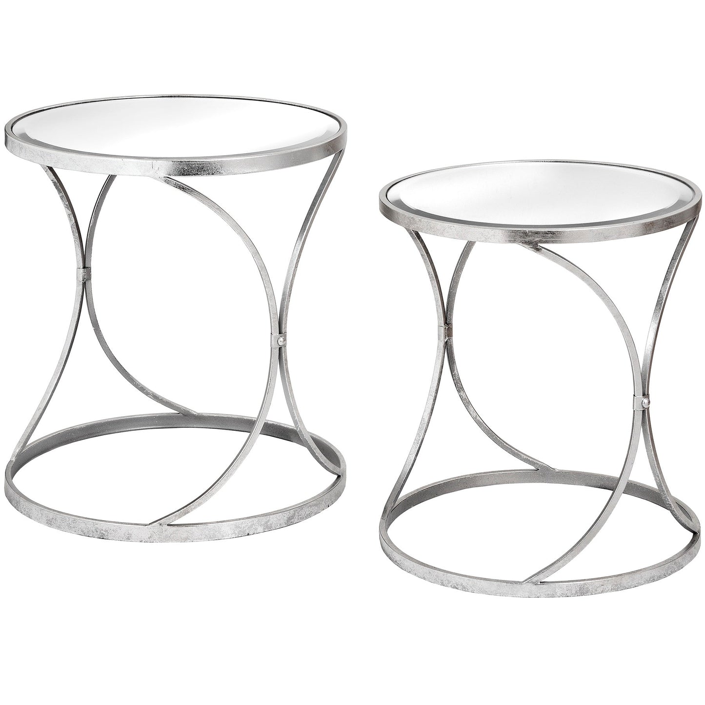 Silver Curved Design Set Of 2 Side Tables - Pure Luxe Living 