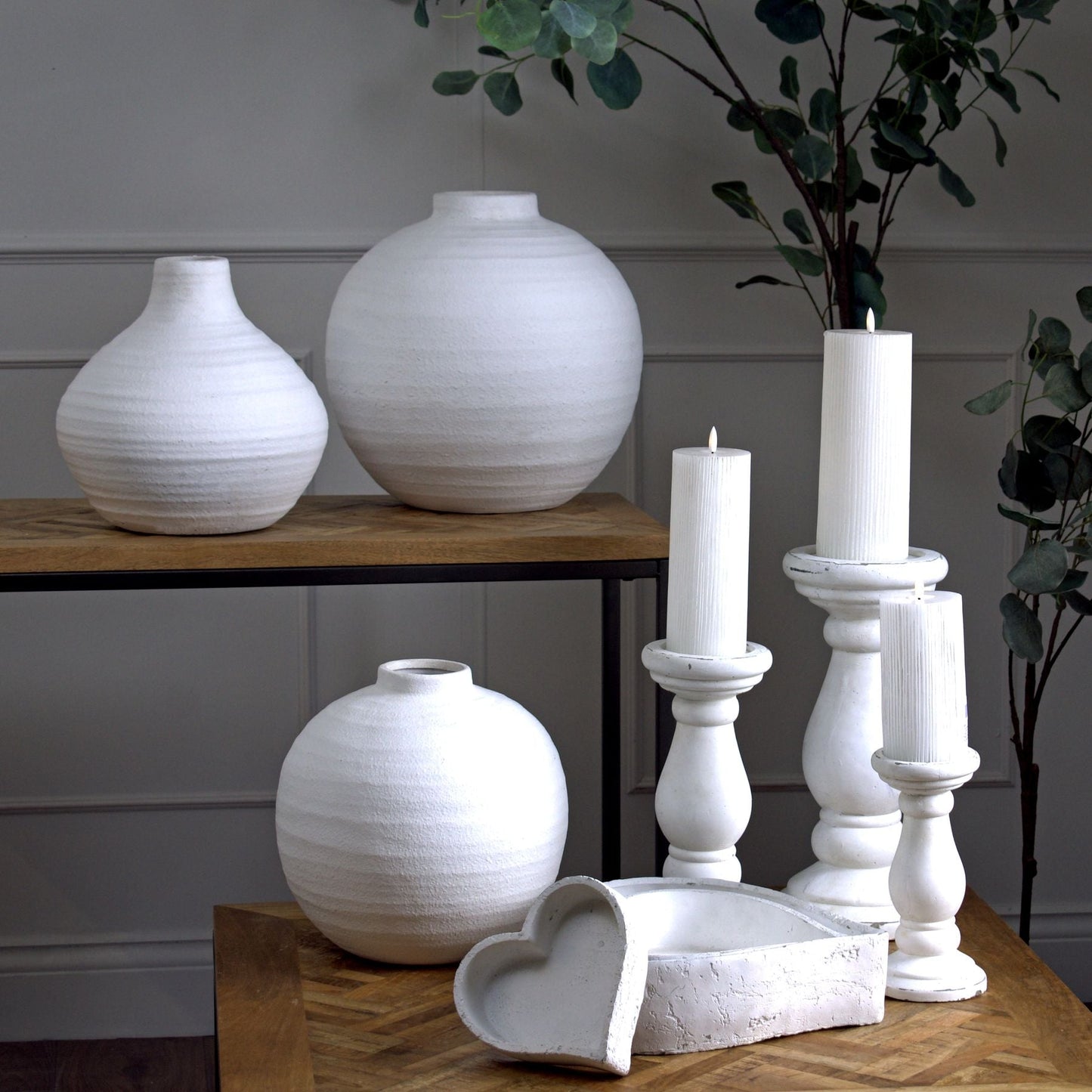 Tiber Matt White Ceramic Vase - Large - Pure Luxe Living 