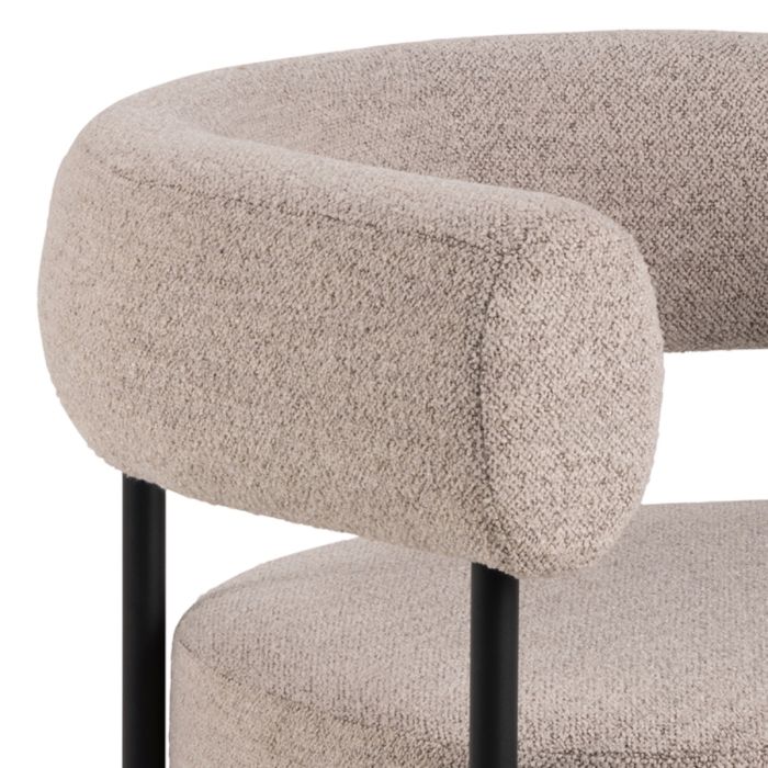 Willow Lounge Chair in Beige  Bouclè Fabric with Black Legs - Pure Luxe Living 