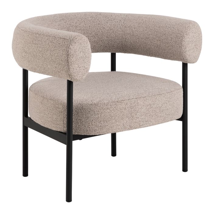 Willow Lounge Chair in Beige  Bouclè Fabric with Black Legs - Pure Luxe Living 