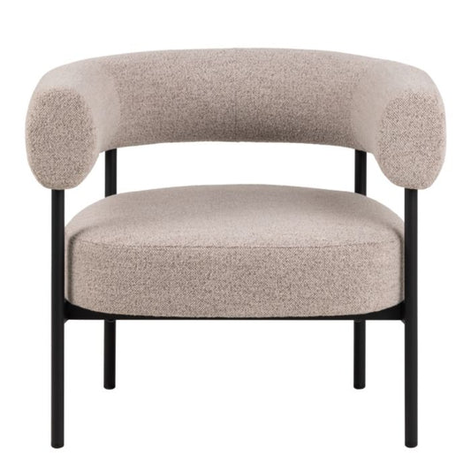 Willow Lounge Chair in Beige  Bouclè Fabric with Black Legs - Pure Luxe Living 